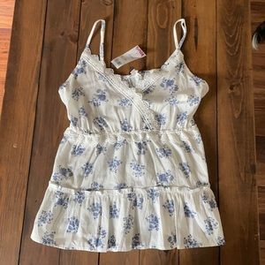 White and blue floral tank